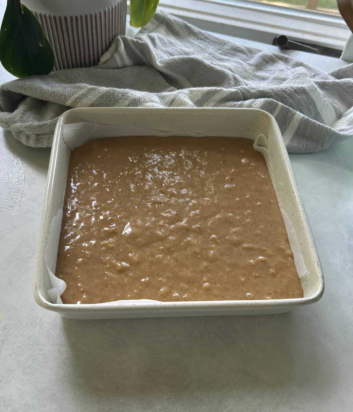 Cake mix ready to bake.