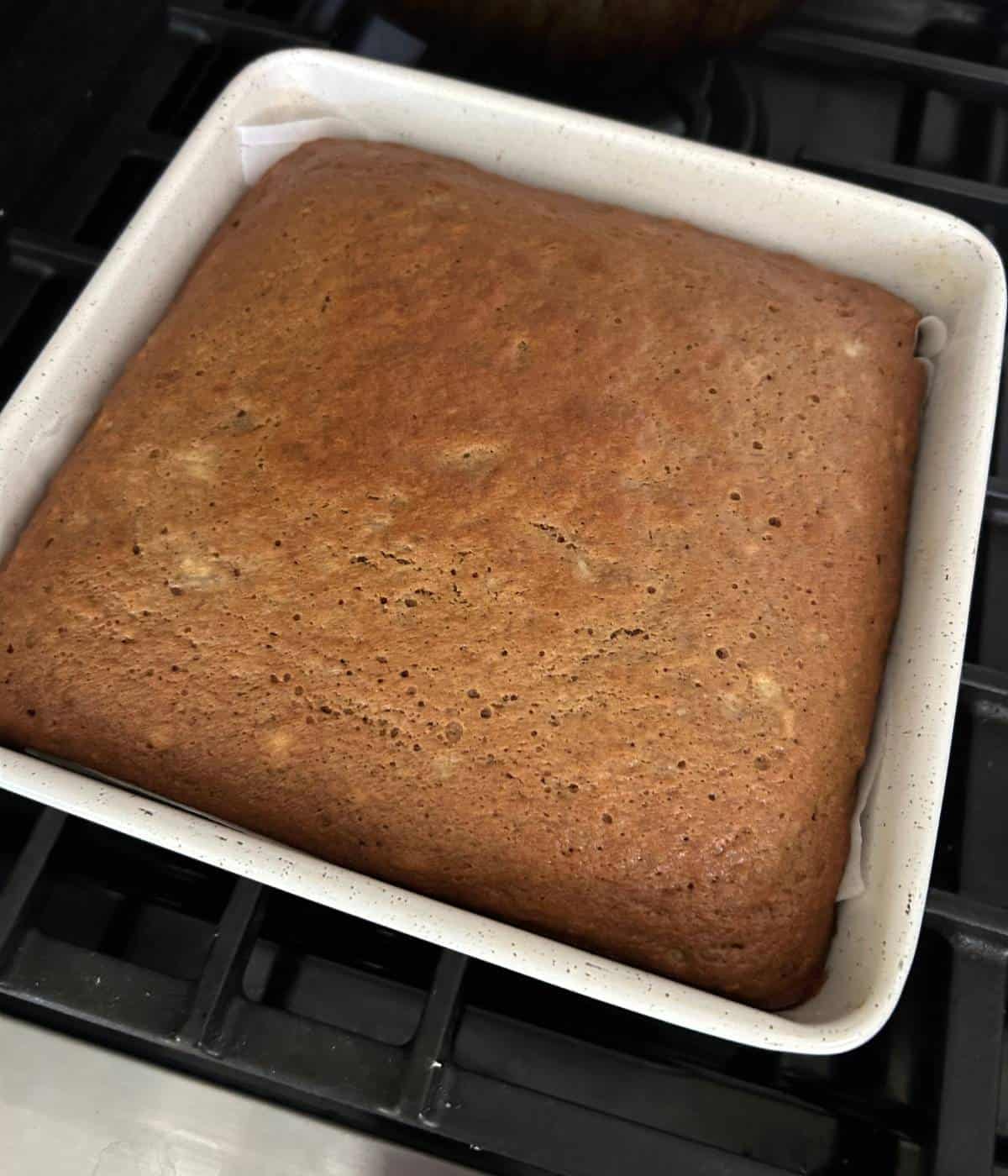 Banana cake in 8x8 pan.
