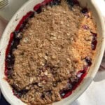 Cherry Crumble in dish.