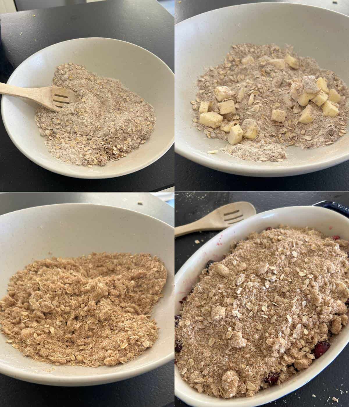 Steps to make crumble topping.