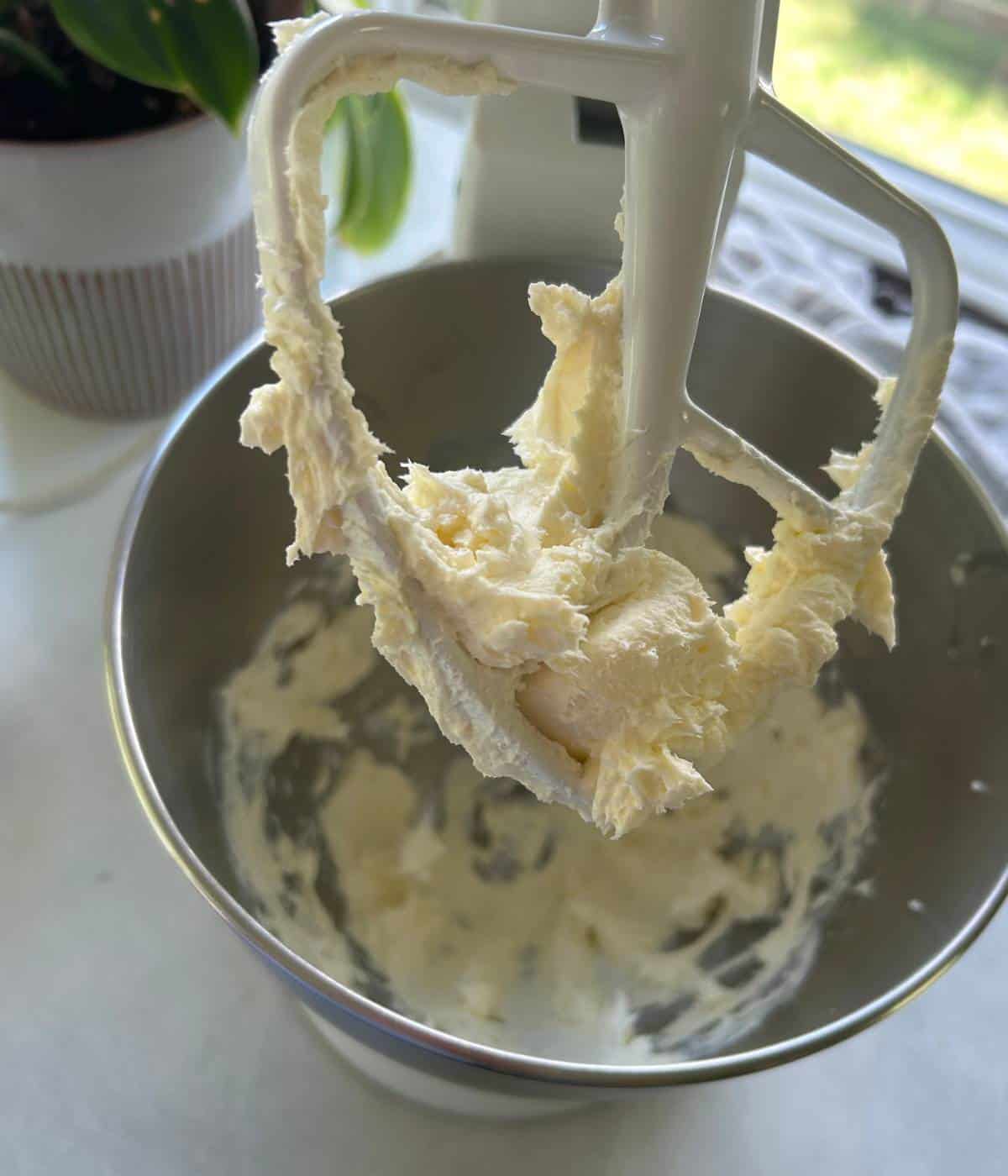 Creaming butter and sugar.