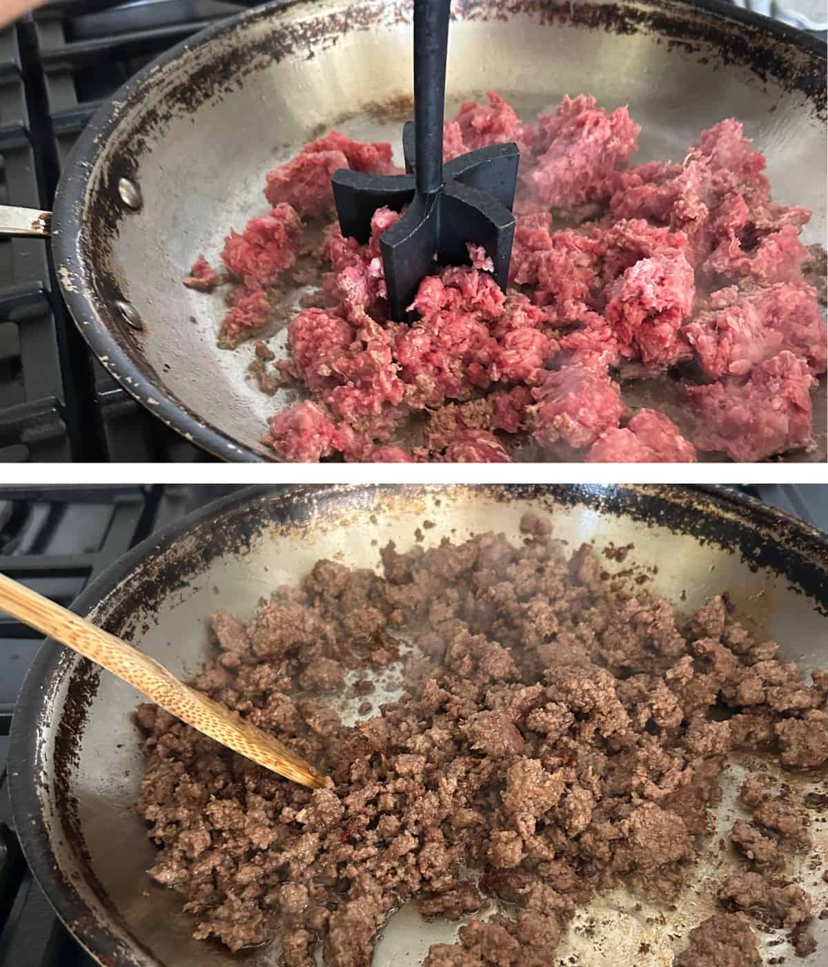 Cooking crispy ground beef.