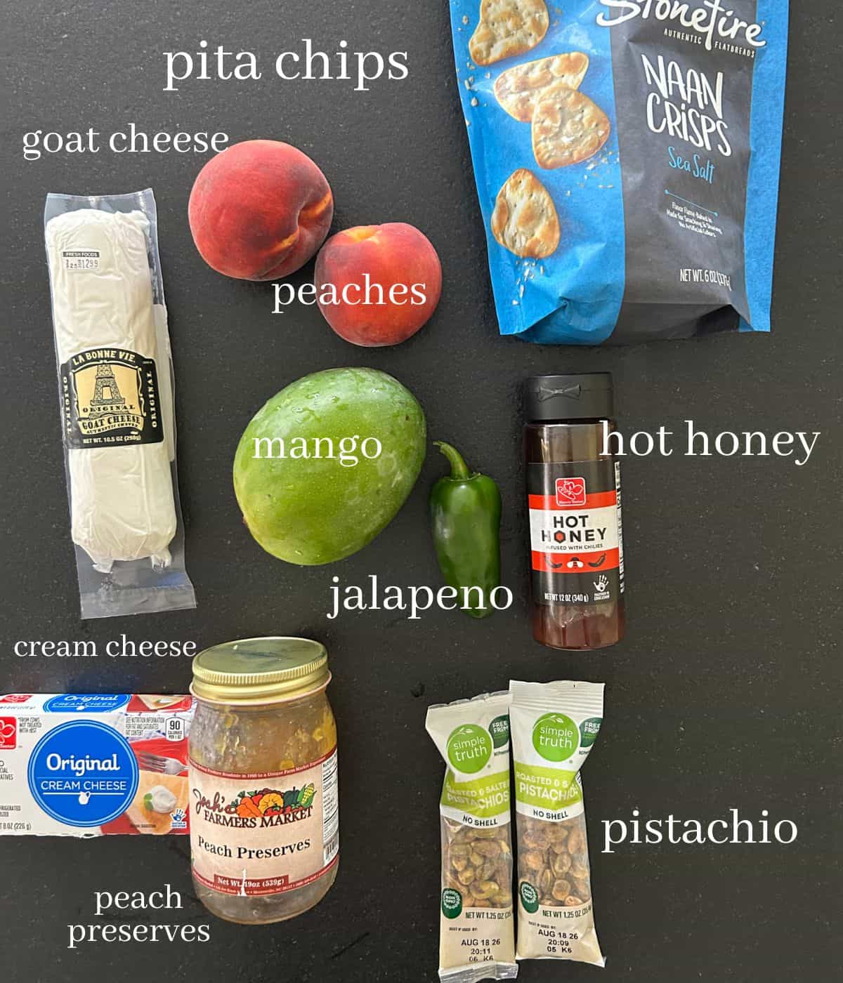 Ingredients for goat cheese dip.