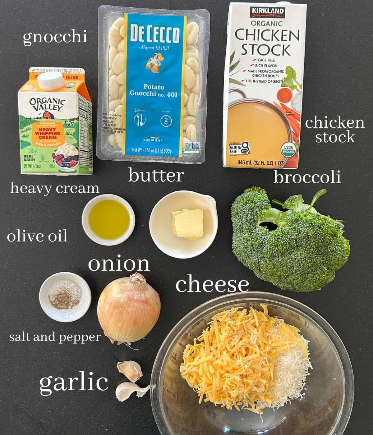 Ingredients for gnocchi Mac and cheese.
