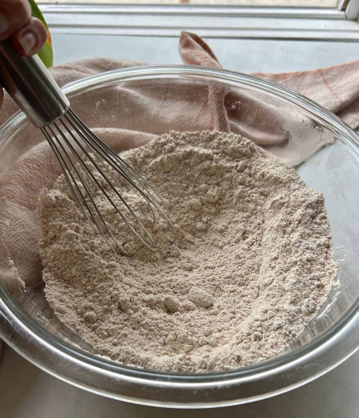 Dry ingredients in bowl.