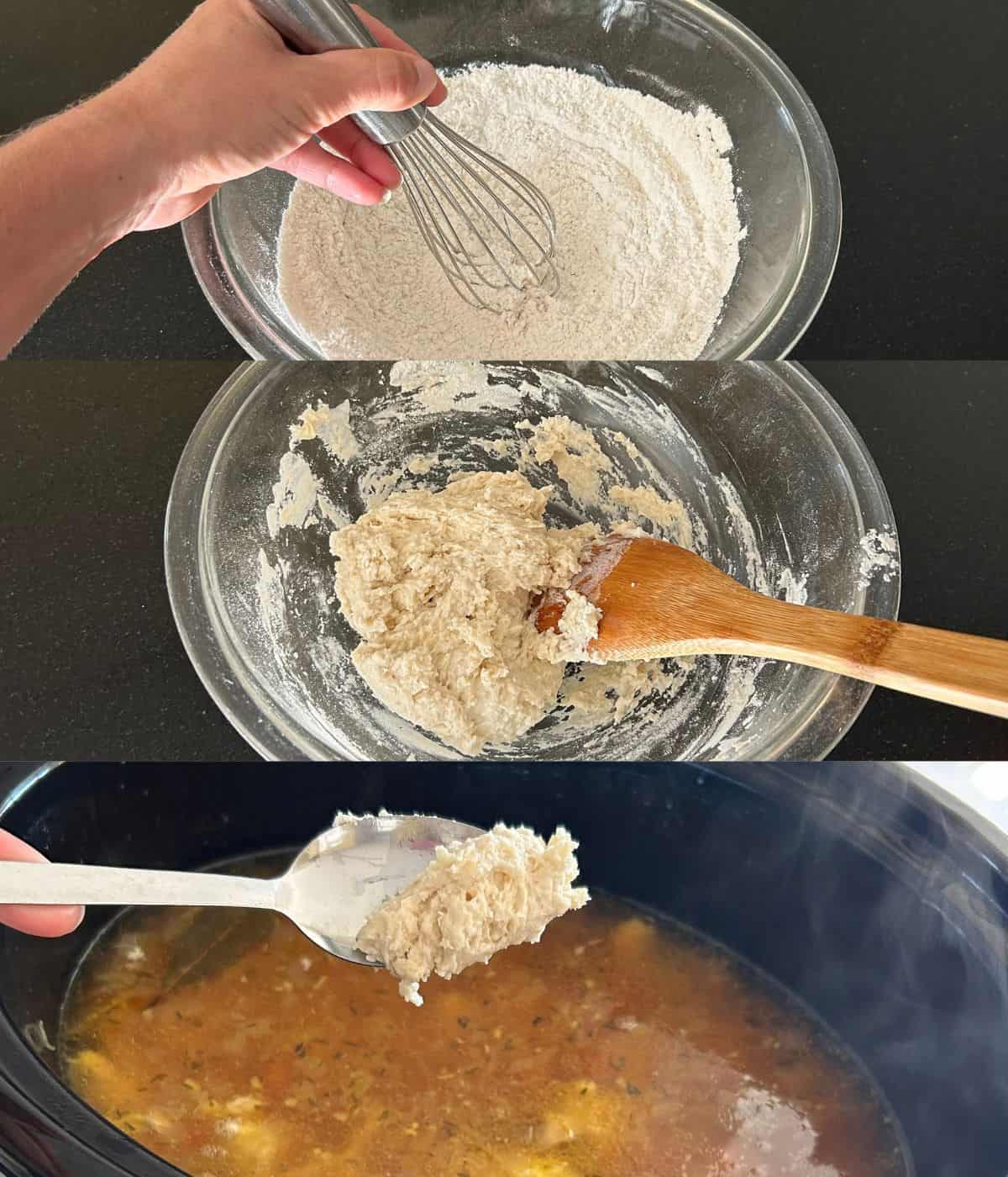 Making homemade dumplings.