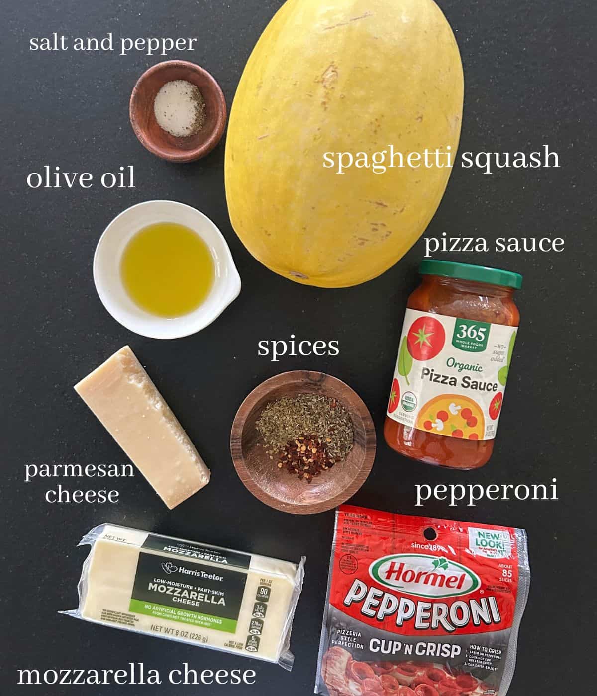 Ingredients for pizza spaghetti squash.
