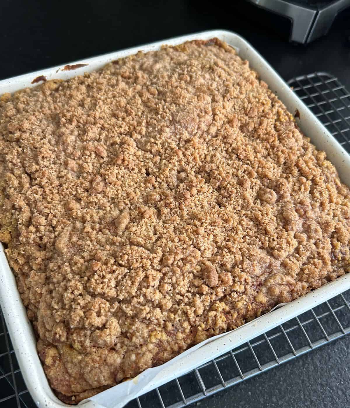 Pumpkin coffee cake after baking.