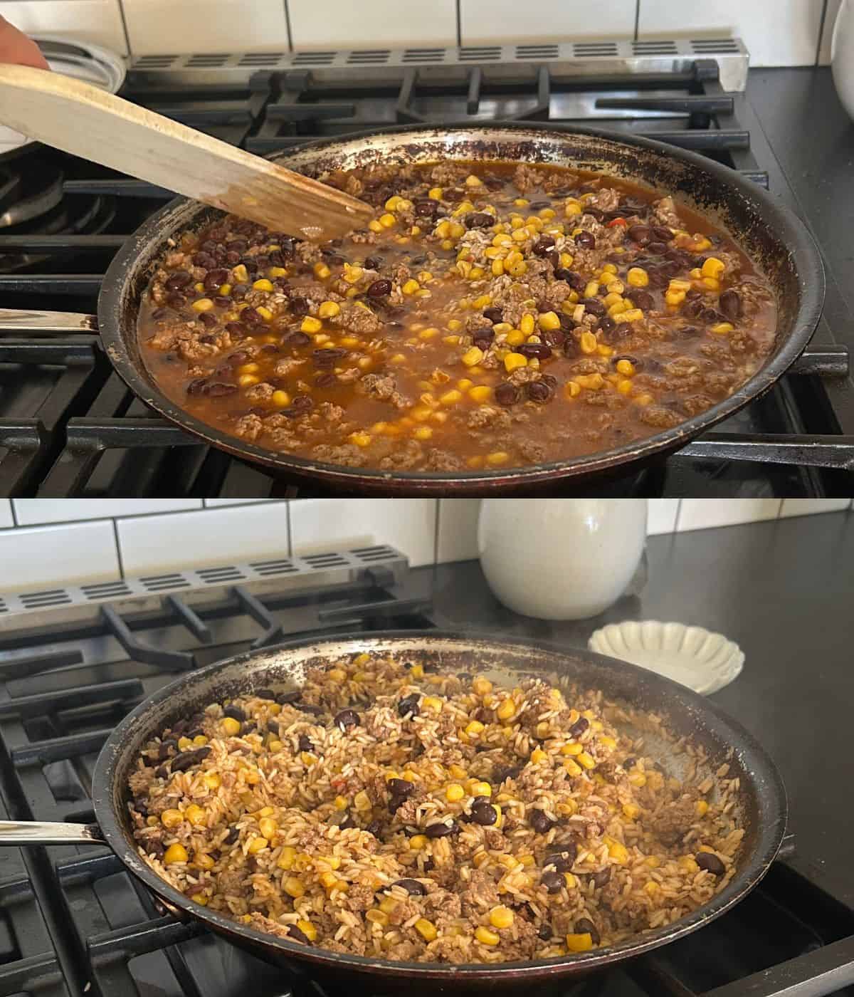 Taco skillet in pan.