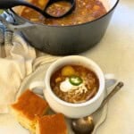 Cowboy stew with cornbread on the side.